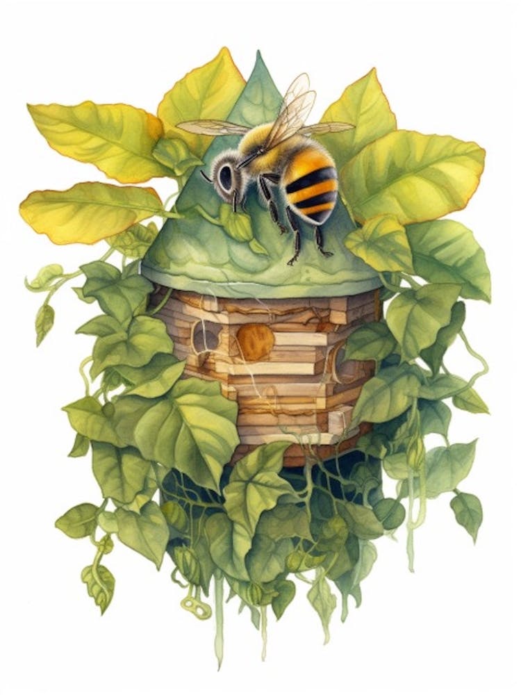 Leafcutter Beehive Watercolour Illustration 2