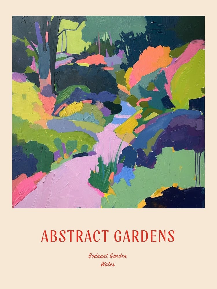 Colourful Gardens Bodnant Garden United Kingdom 1 Red Poster