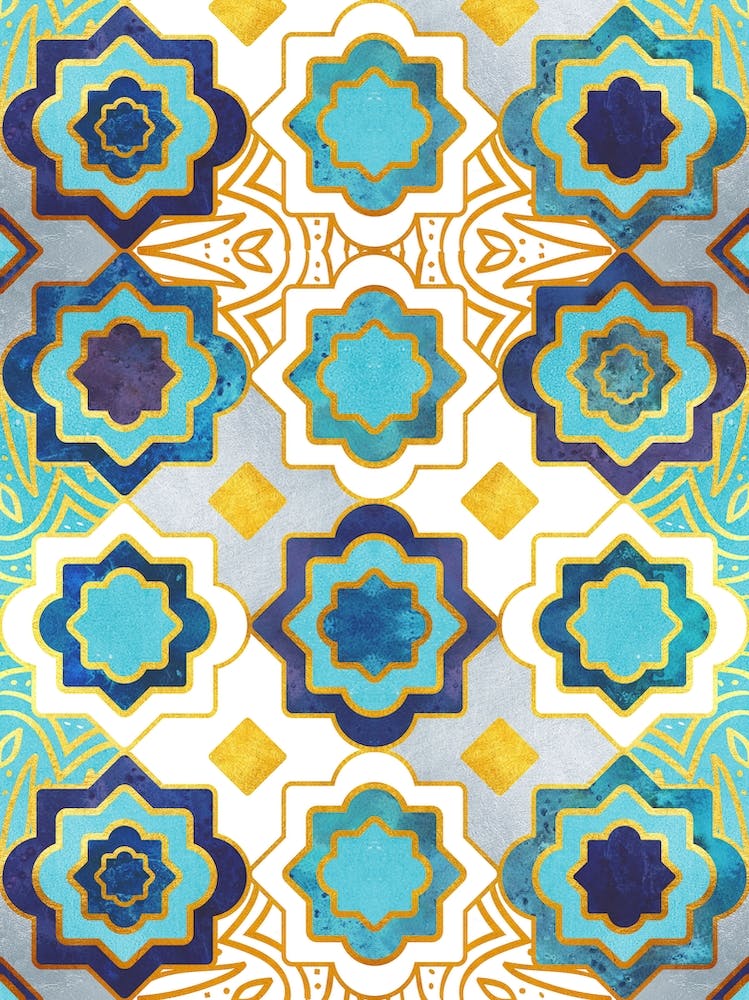Marrakesh gold and blue geometry inspiration // Spanish moroccan tiles