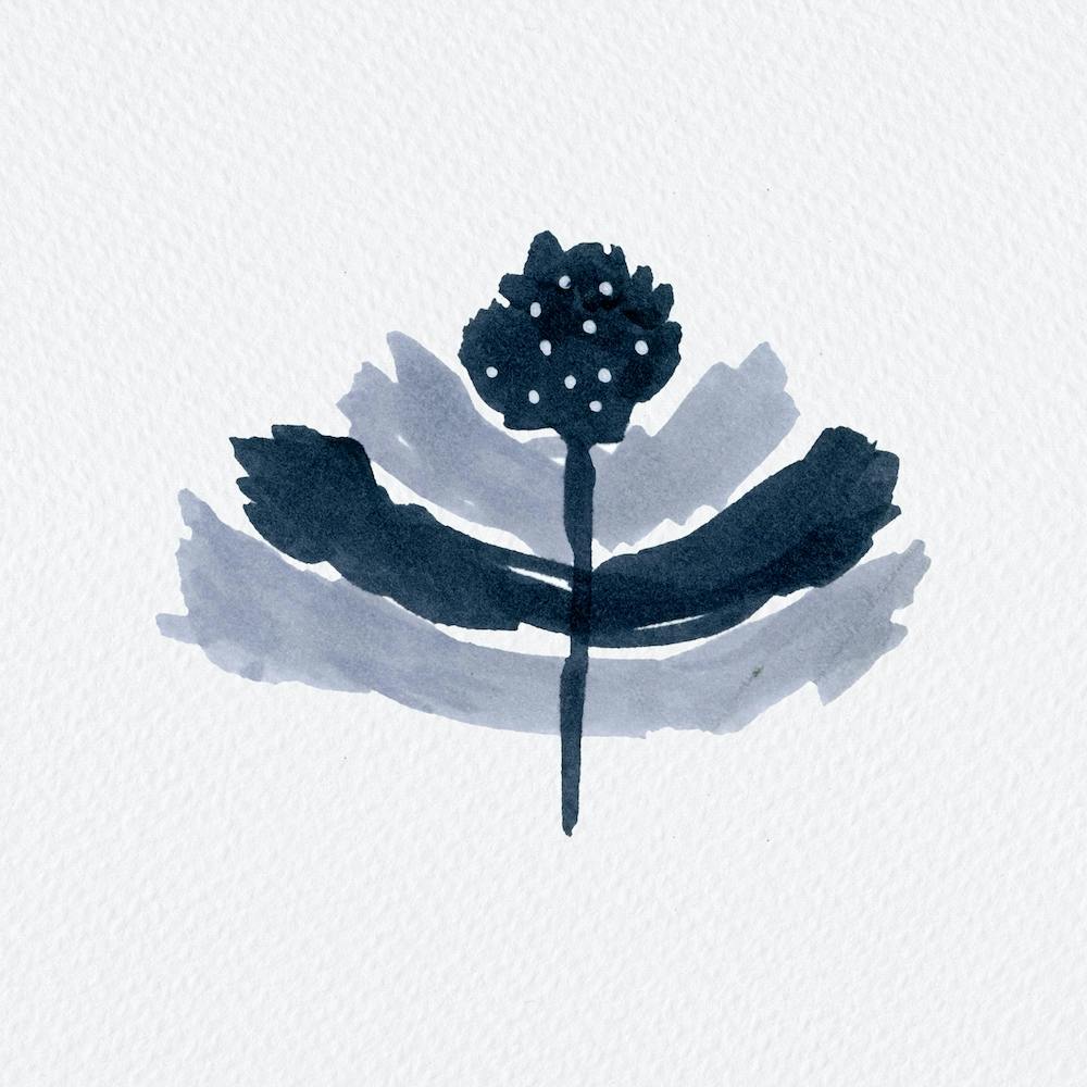 Happy Floral Black White