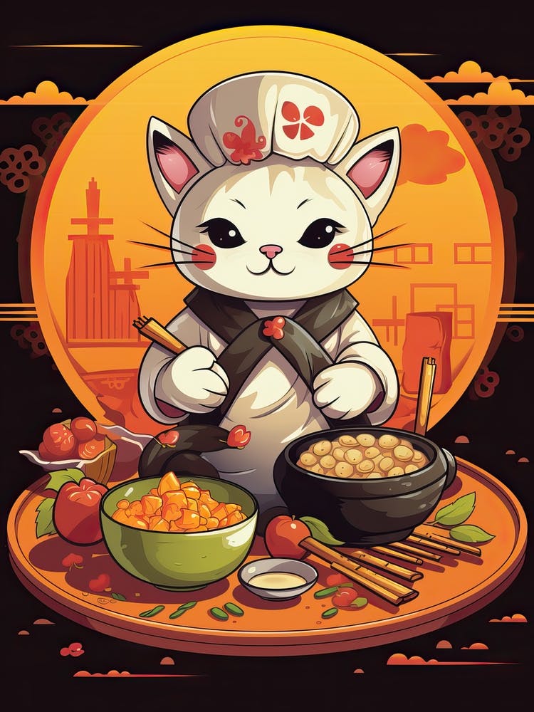 Kawaii Cat Drawings Cooking 3