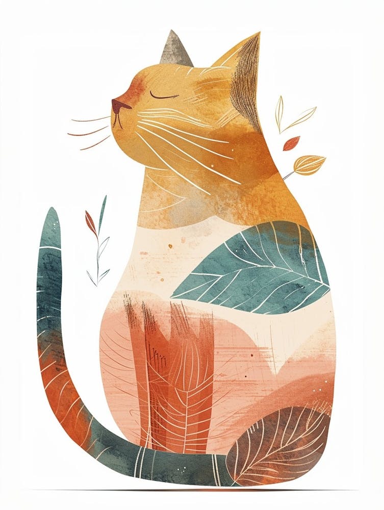 Cymric Cat Clipart Illustration 2