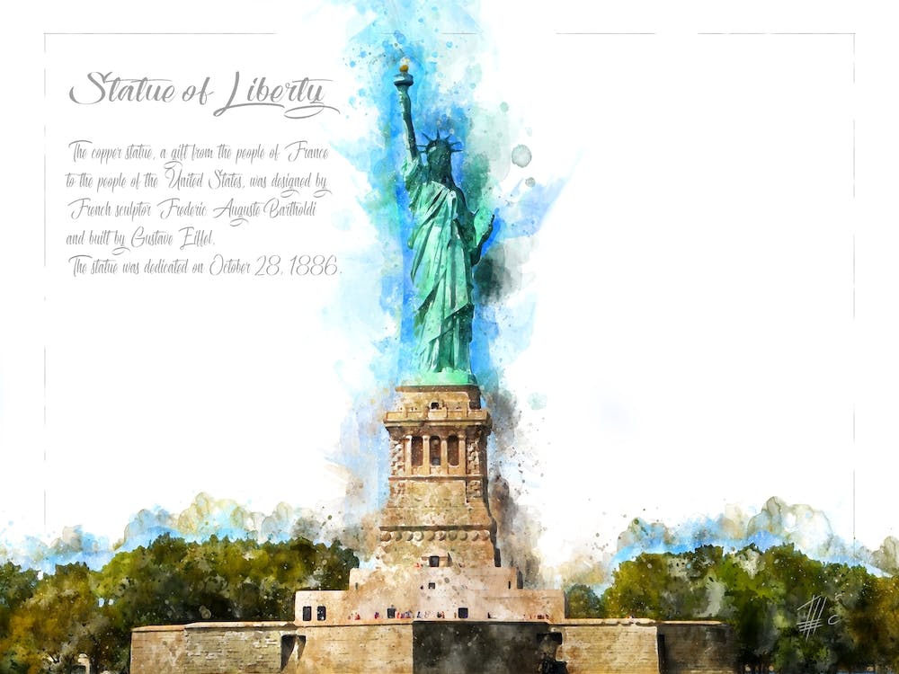 Statue Of Liberty, Watercolor