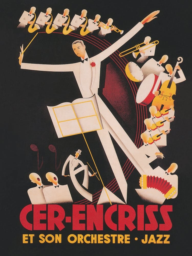 Jazz Orchestra Vintage Music Poster