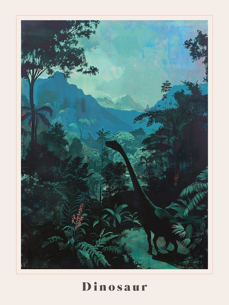 Silhouette Of A Dinosaur Painting Poster