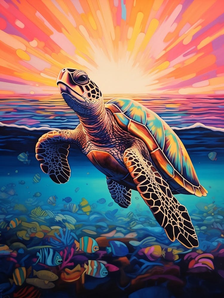 Paint Splash Sea Turtle 3
