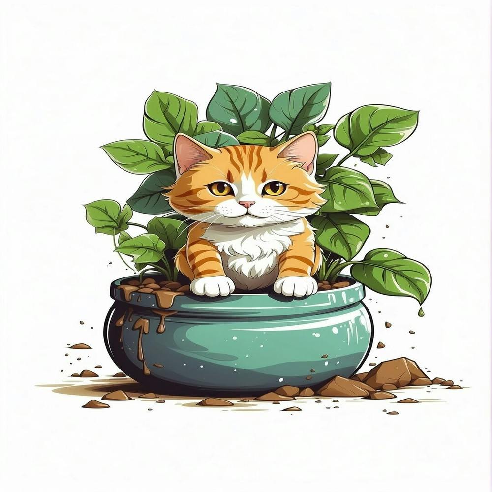 Cat In Pot