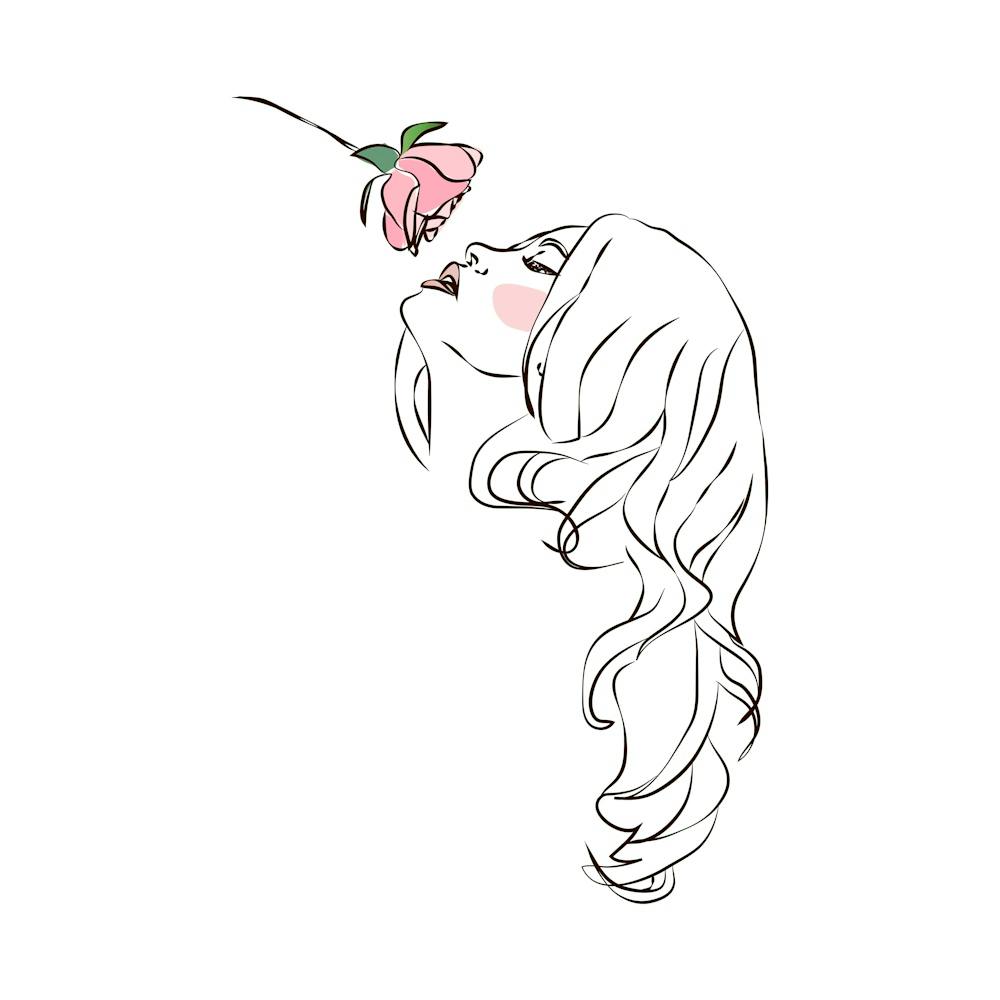 Mädchen Riecht Rose