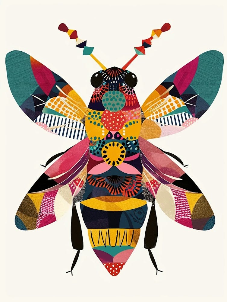 Colourful Insect Illustration Bee 6