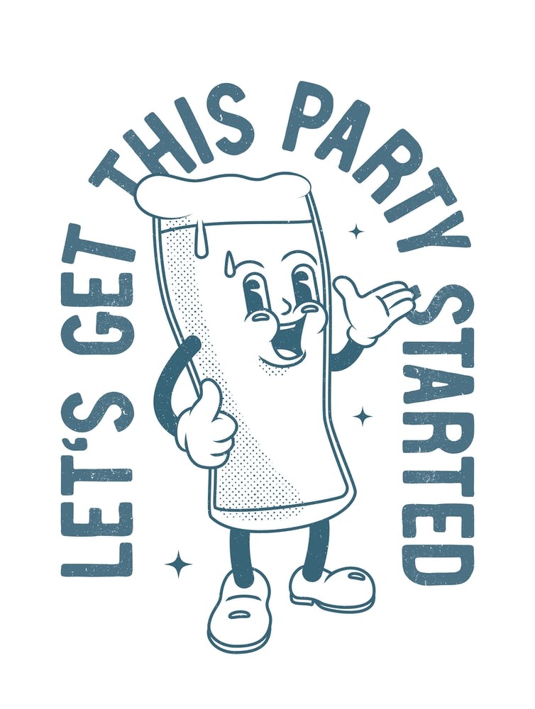 'Let This Party Get Started' retro art