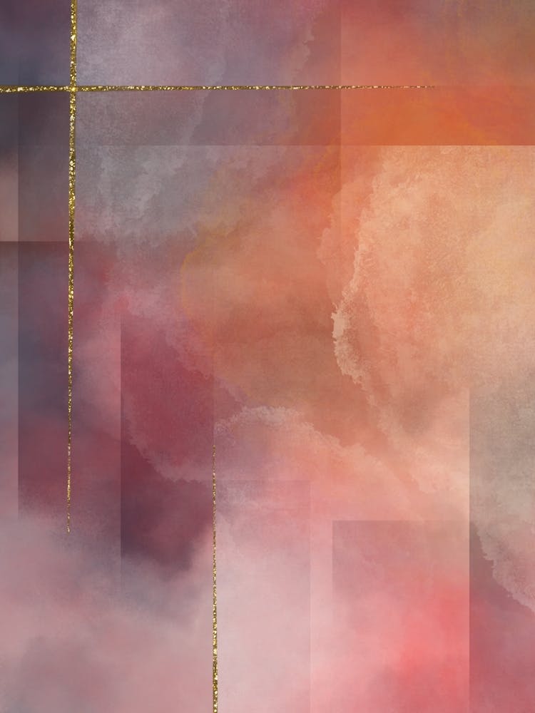 Watercolor Wash with Gold Lines