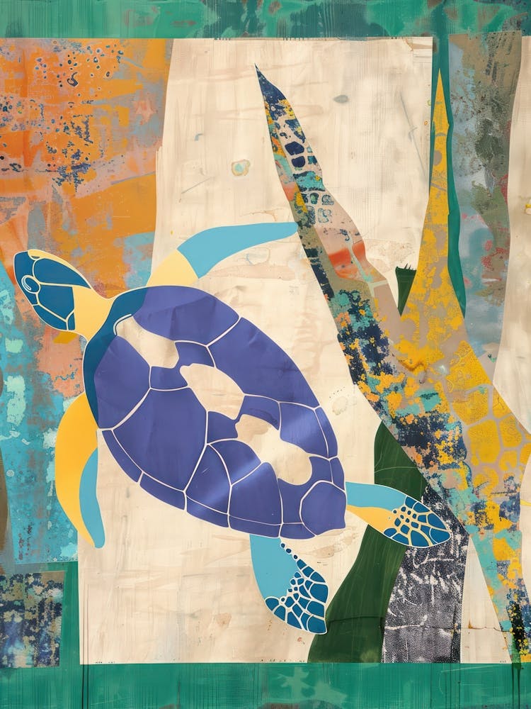 Sea Turtle 4 Cut Out Collage