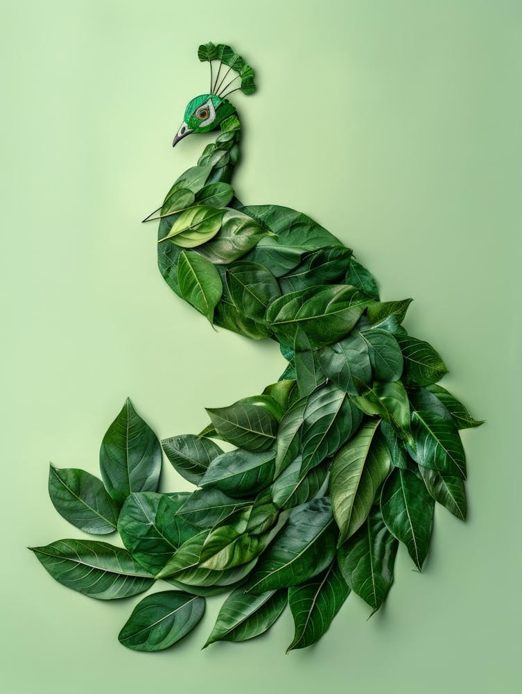 Peacock Made Of Leaves 1