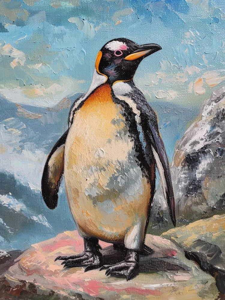 African Penguin Grytviken Oil Painting 1