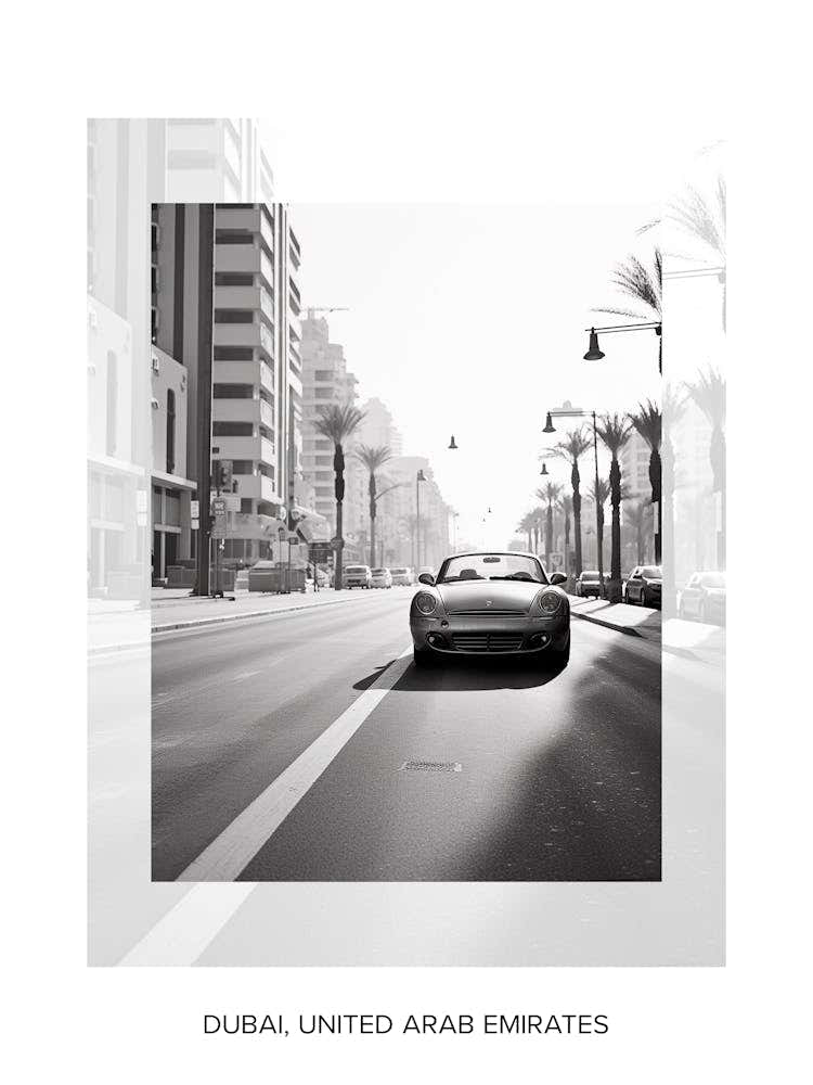 Poster Of Dubai, United Arab Emirates, Black And White Old Photo 4