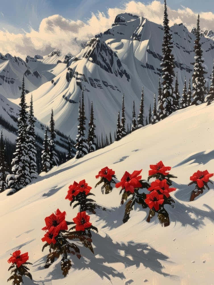 Poinsettias In The Snow