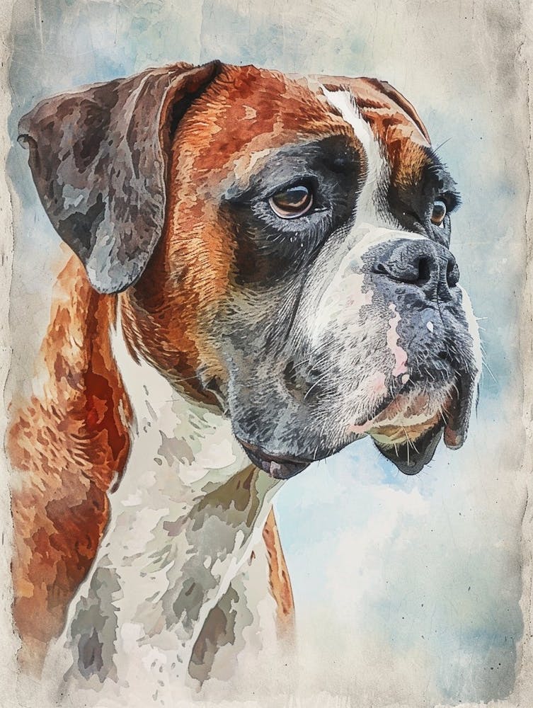 Boxer Watercolor Painting 3