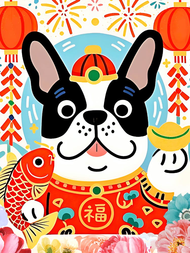 Adorable Dog is Wishing You Wealth and Happiness Chinese New Year