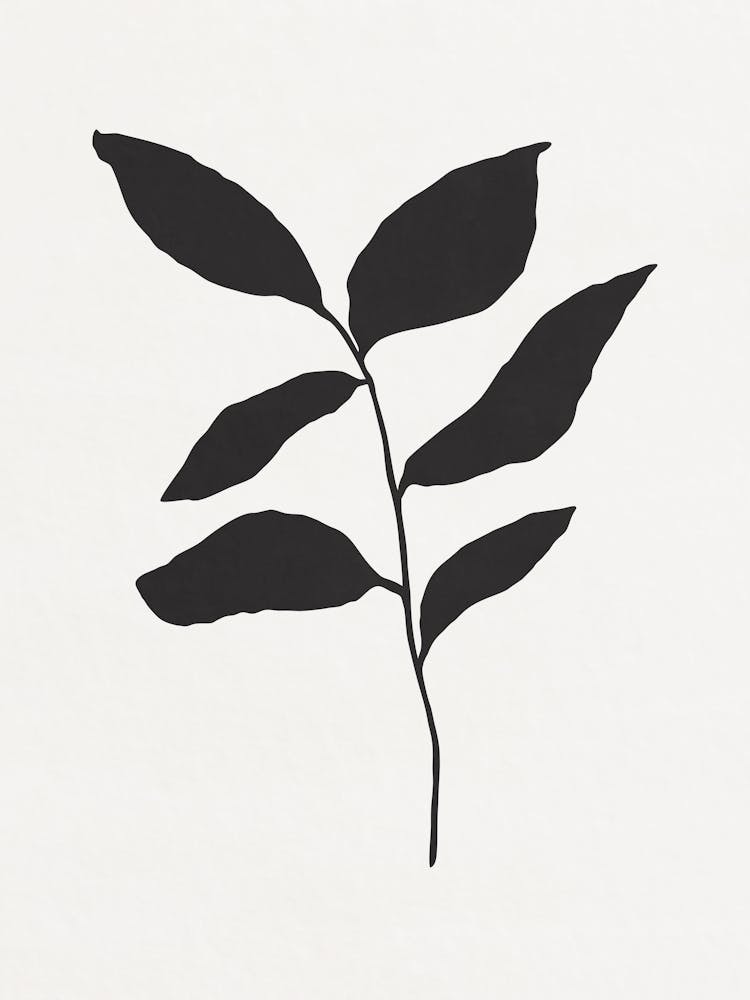 Minimalist Black Leaf 05