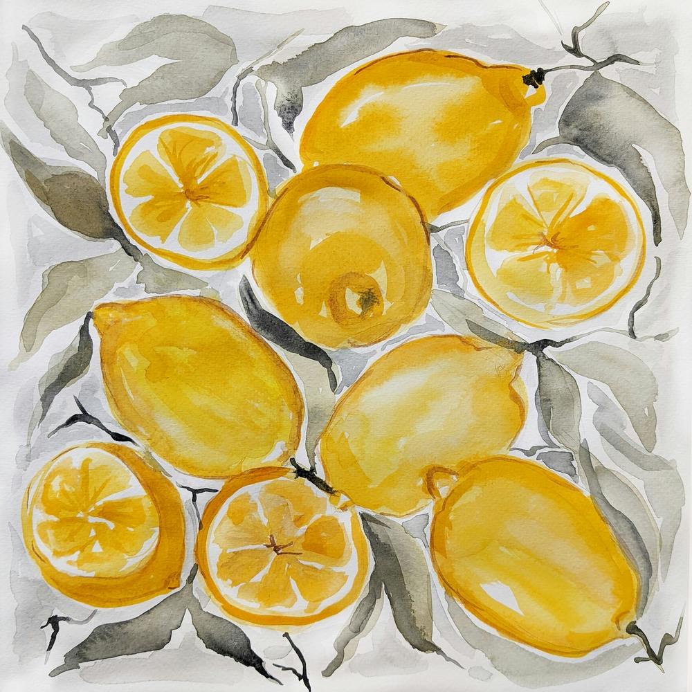 Watercolor painting of lemons