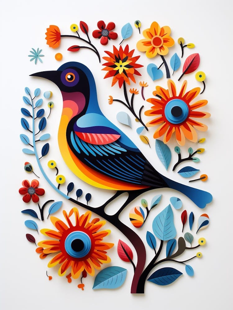 Scandinavian Bird Illustration Cowbird 1