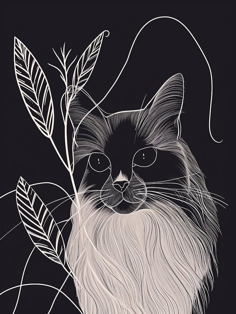 Ragdoll Cat Minimalist Illustration 2