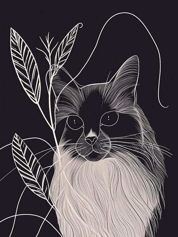 Ragdoll Cat Minimalist Illustration 2