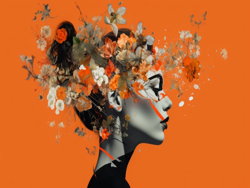 Portrait Of A Woman With Flowers 4