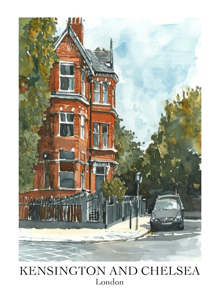 Kensington And Chelsea London Borough   Street Watercolour 7 Poster