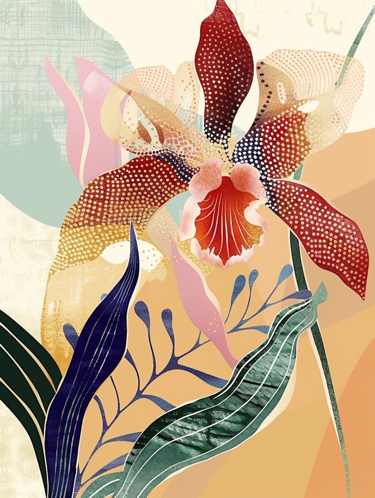 Illustration Fleurie Colorée Orchidée 1
