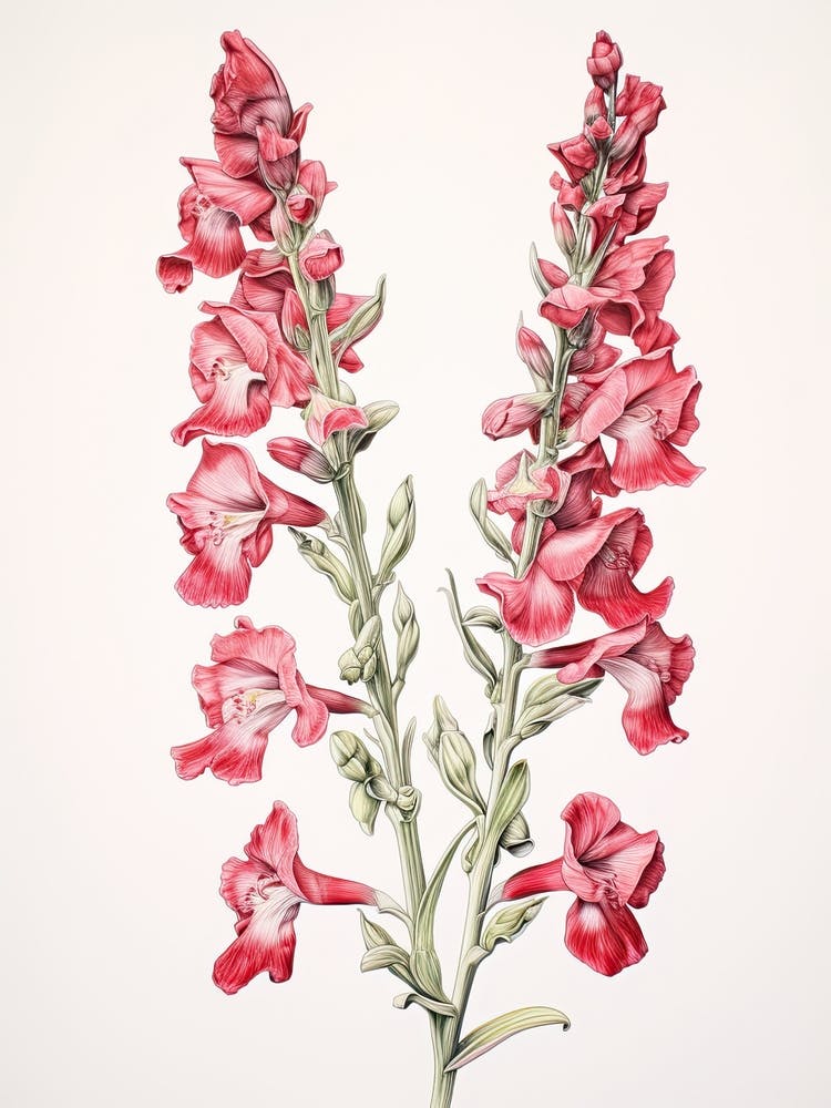 Snapdragons Flower Vintage Botanical 3
