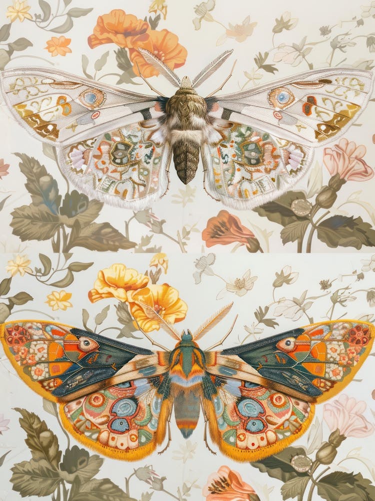 Textile Butterflies William Morris Style 2