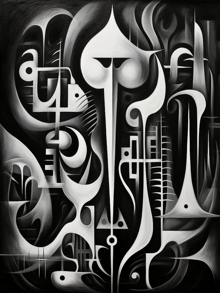 Symbiosis Abstract Black And White 1