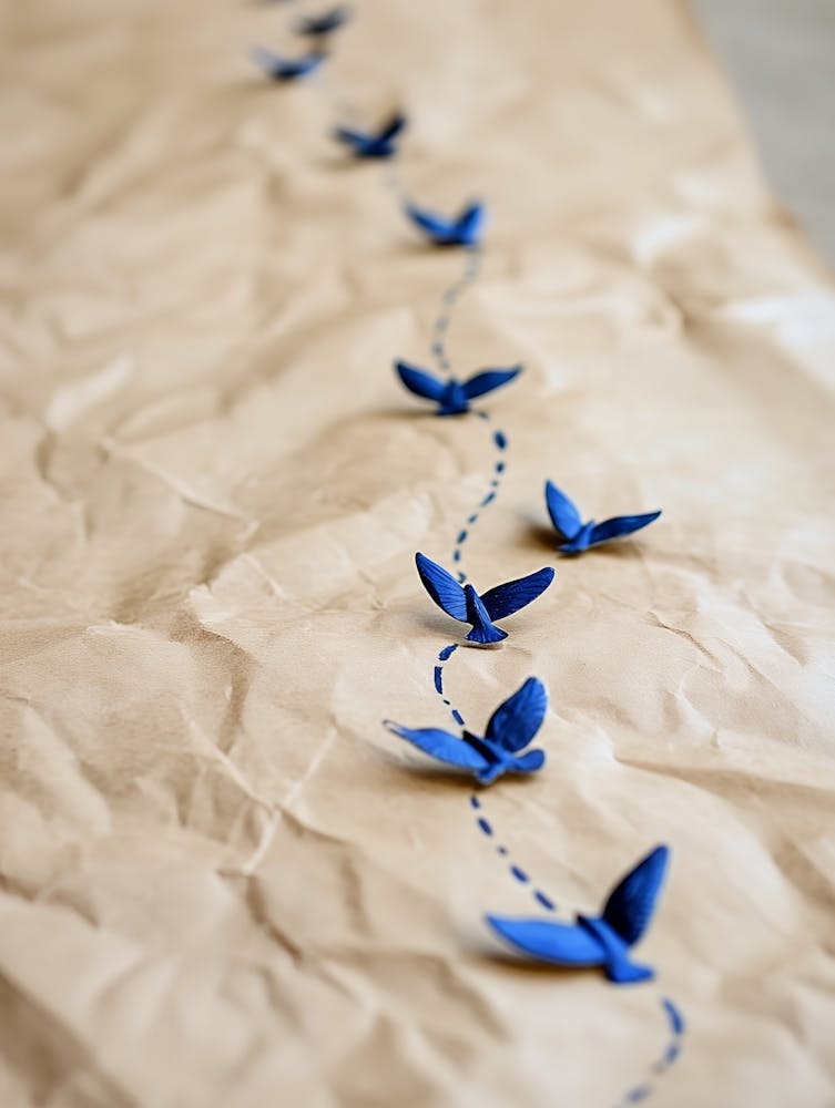 Blue Origami Butterflies