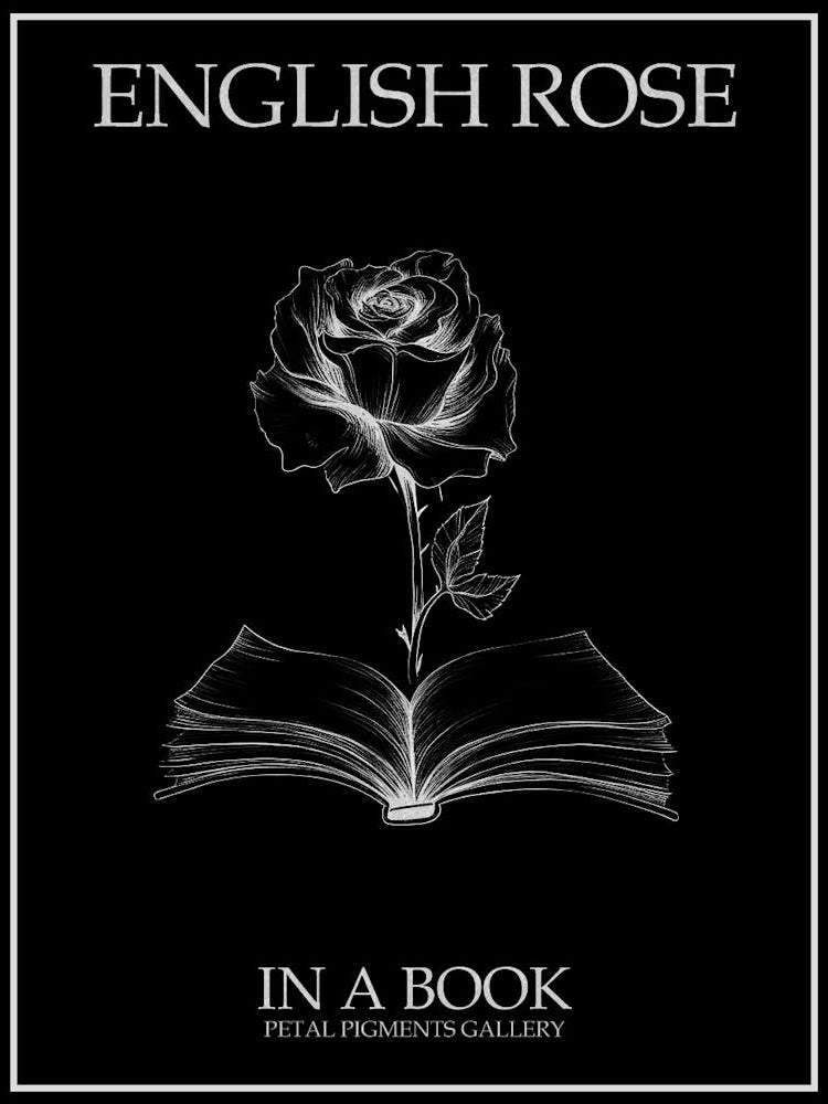 English Rose In A Book Line Drawing 3 Poster Inverted