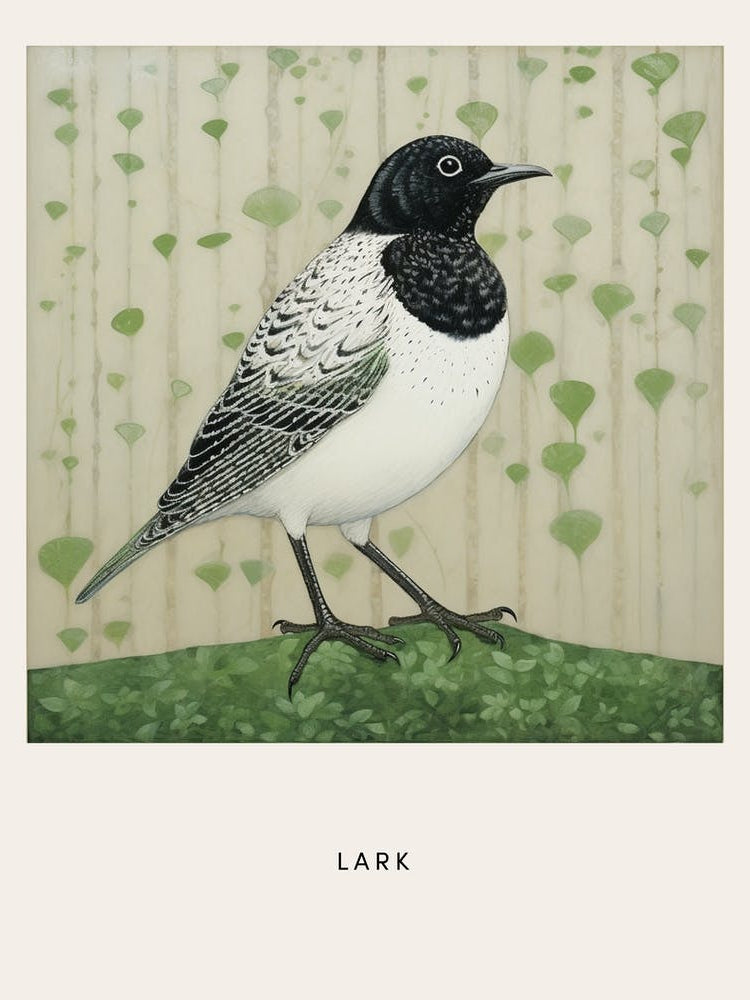 Ohara Koson Inspired Bird Painting Lark 1 Poster