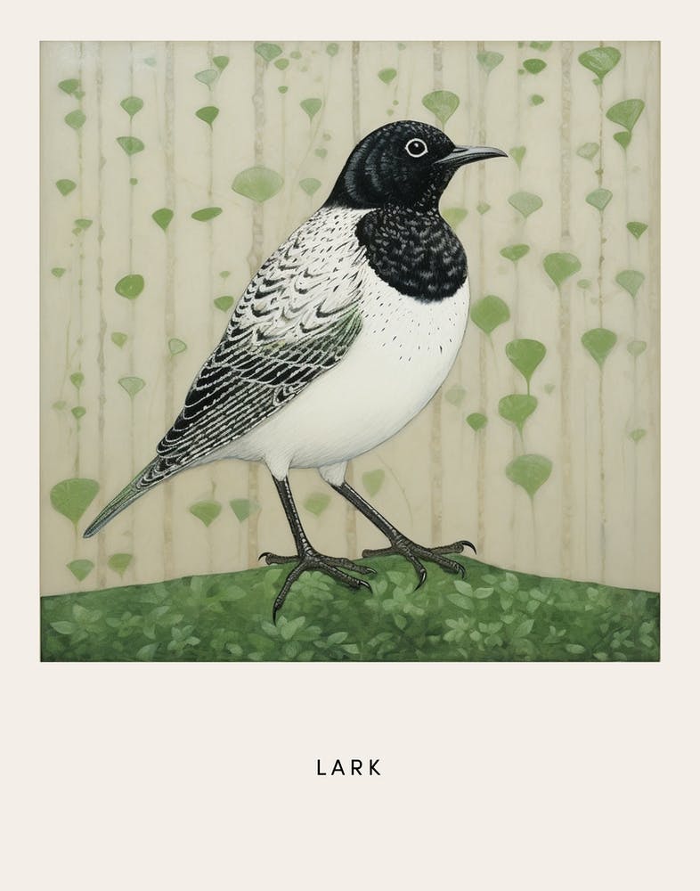 Ohara Koson Inspired Bird Painting Lark 1 Poster