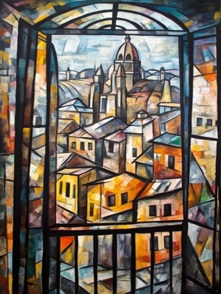 Window View Of Moscow Russia In The Style Of Cubism 4