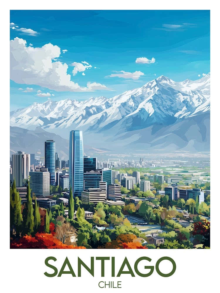 Affiche de voyage Santiago