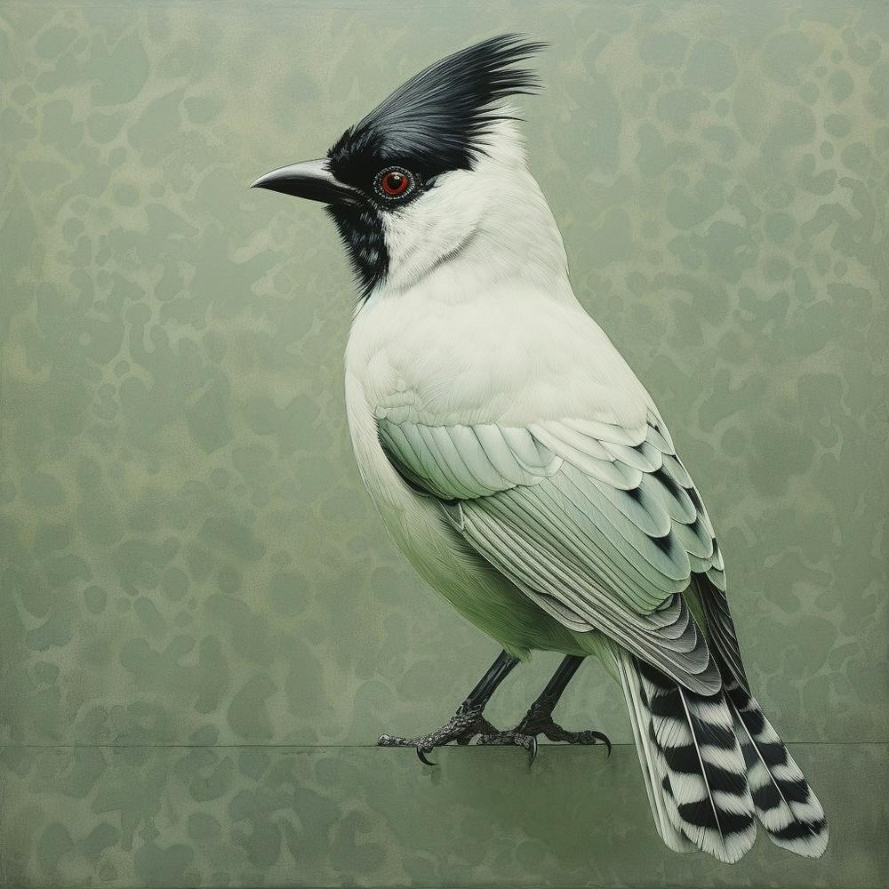 Ohara Koson Inspired Bird Painting Cardinal 3 Square