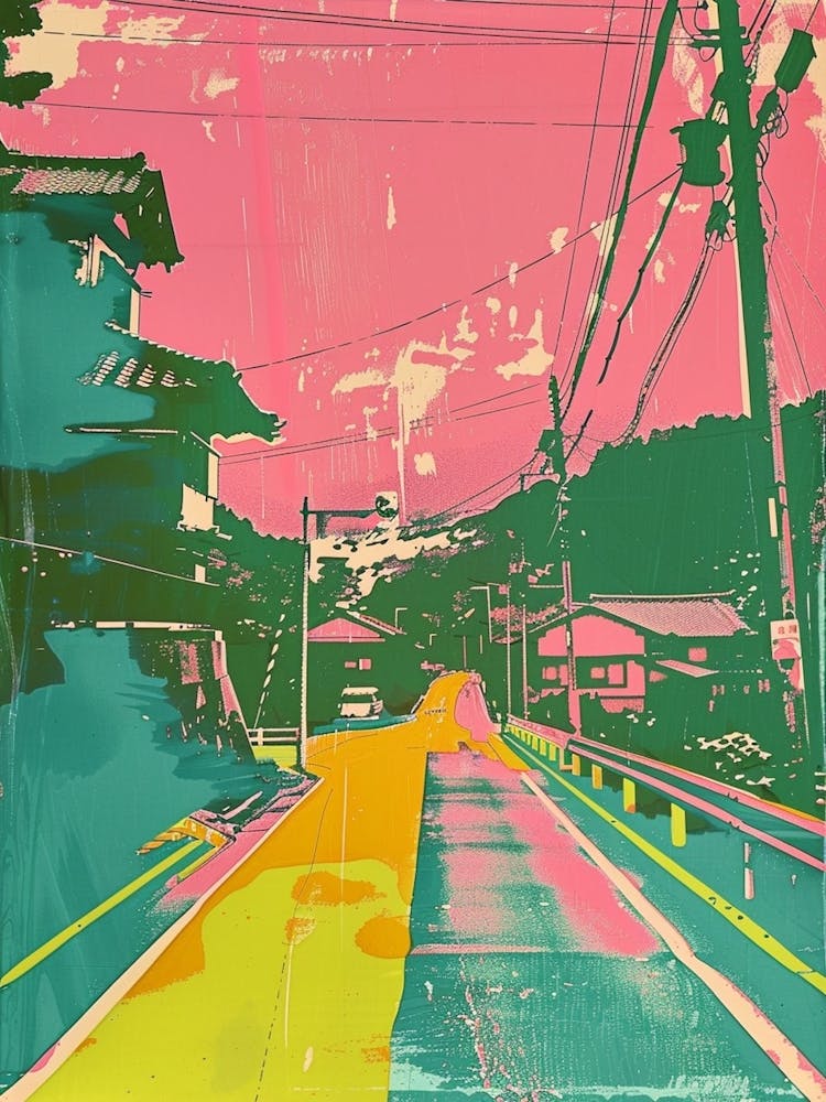 Aizu Wakamatsu Japan Duotone Silkscreen