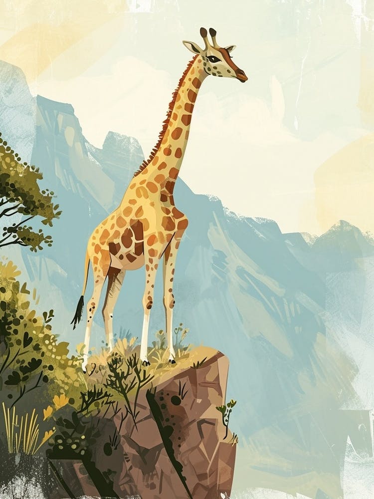 Modern Illustration Of A Giraffe In The Nature 1