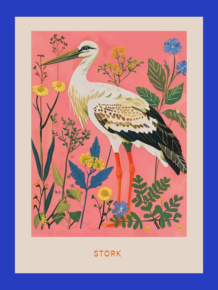 Spring Birds Poster Stork 3
