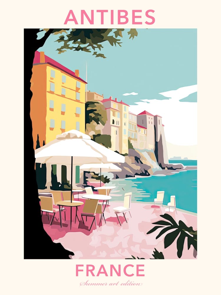 Antibes, France, Flat Pastels Tones Illustration 2 Poster