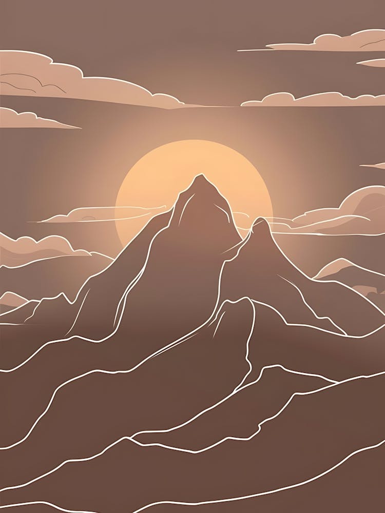 Mountain Landscape At Sunset