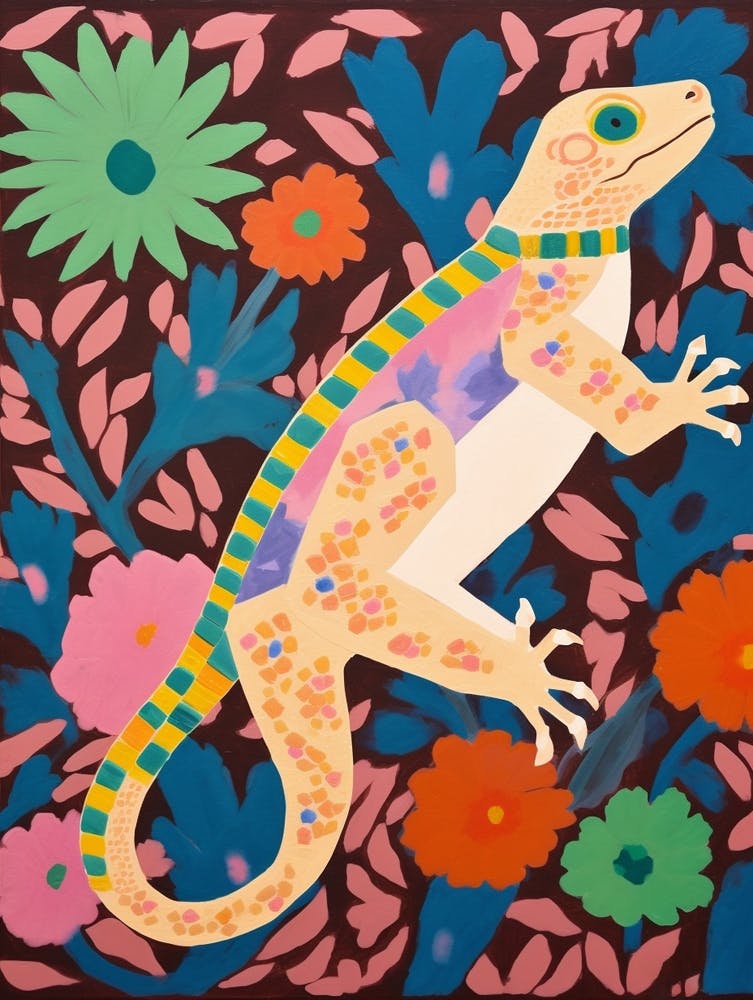 Maximalist Animal Painting Lizard