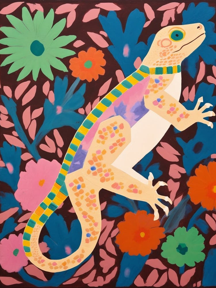 Maximalist Animal Painting Lizard