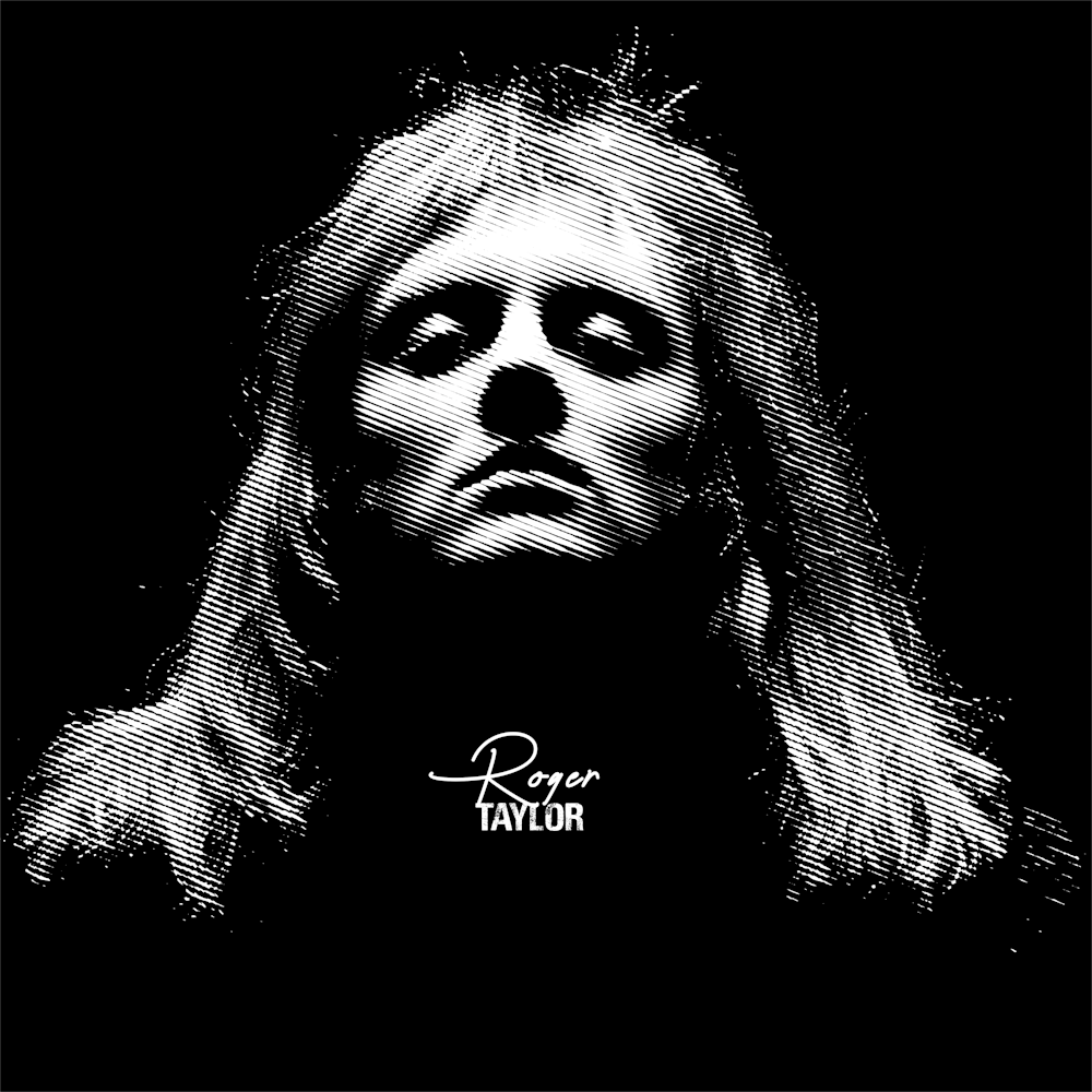 Roger Taylor Music Legend Black White Line Art