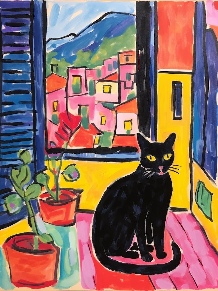 Painting Of A Cat In San Gimignano 2