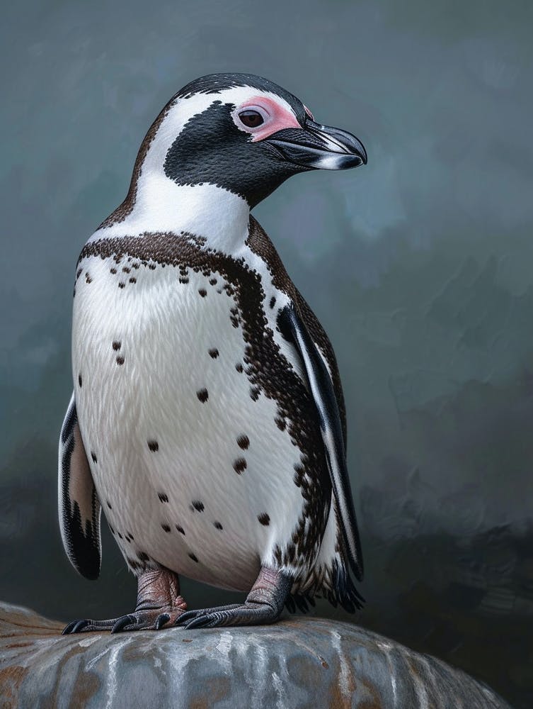 African Penguin Floreana Island Oil Painting 1
